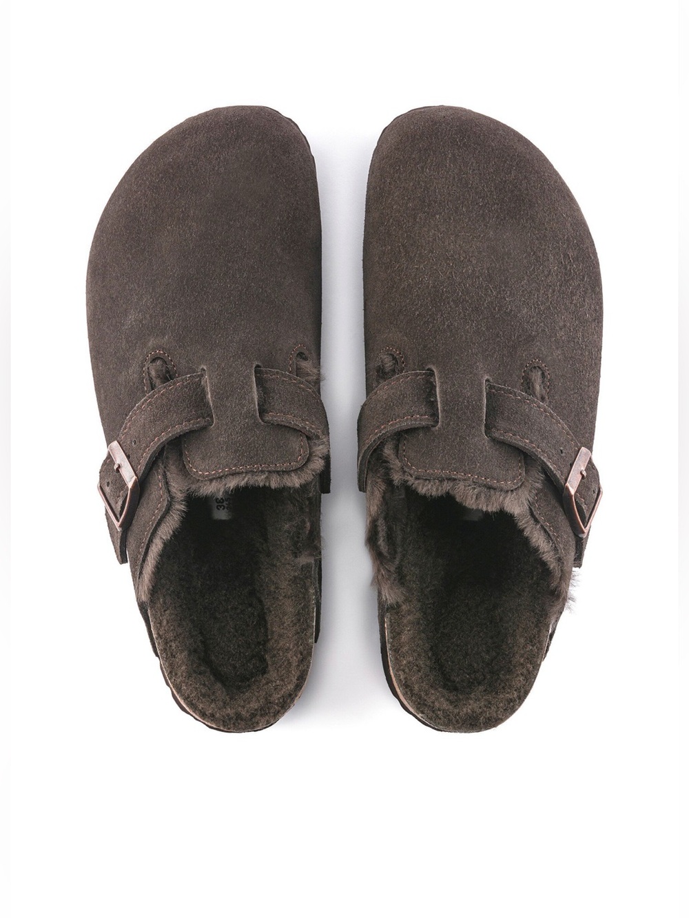 NWOB  Suede Shearling Fur-Lined Slip-On Clog - Dark Brown Suede - Picture 3 of 12